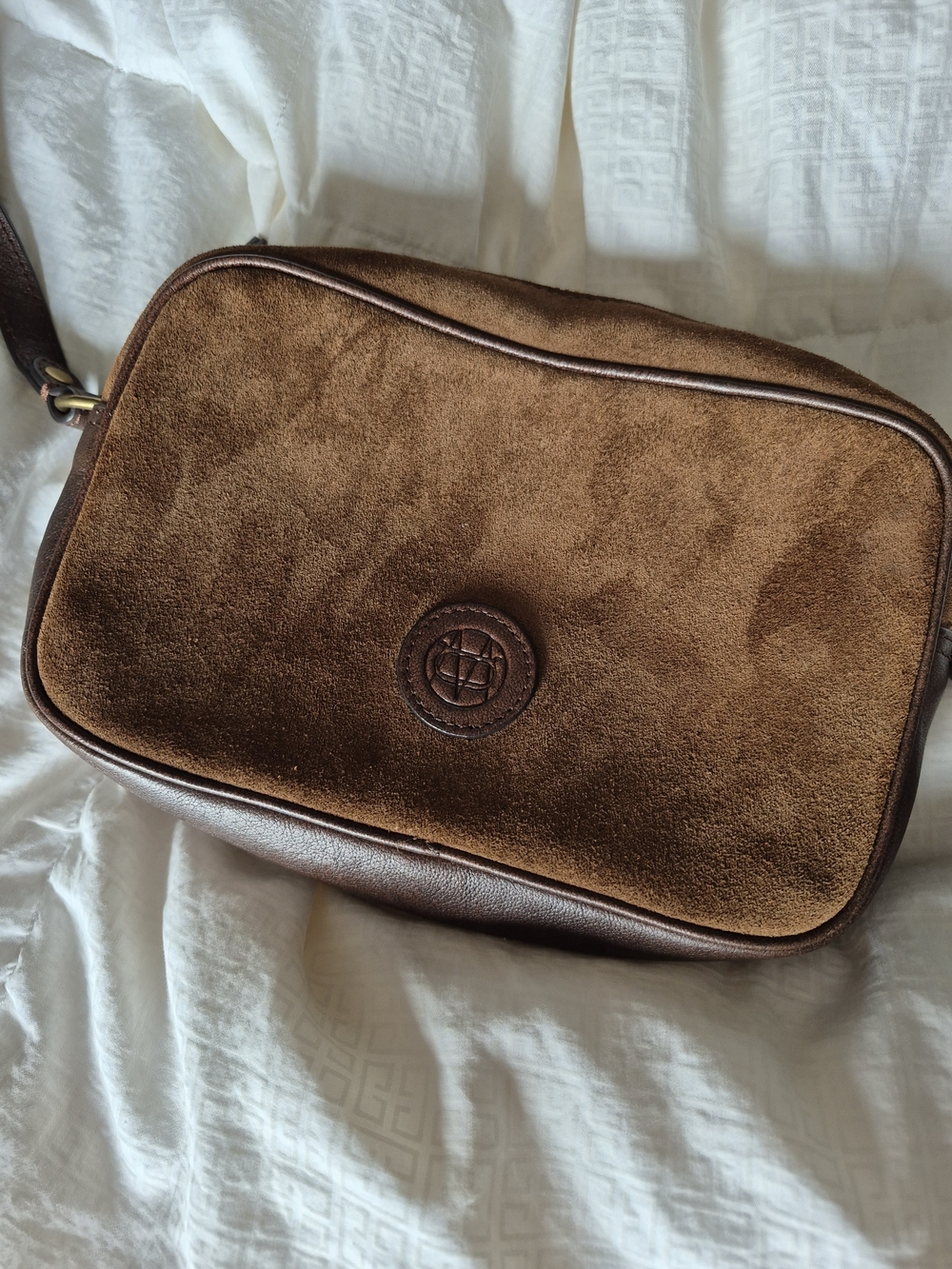 Massimo Dutti Suede Crossbody Bag in Brown